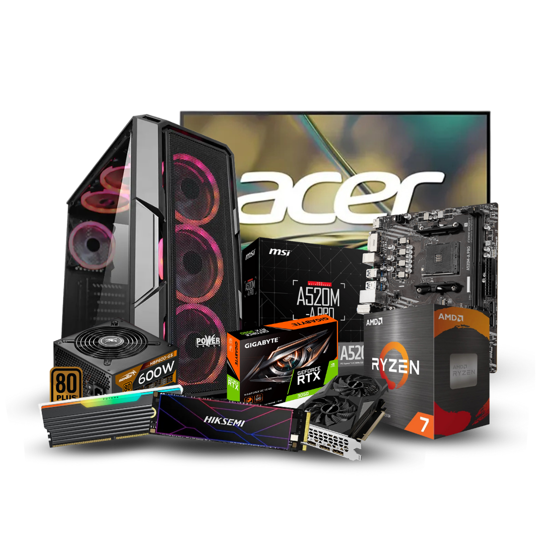 PC Gamer – Ryzen 7 | RTX 3050 6GB | 16GB RAM | Monitor 21.5” IPS